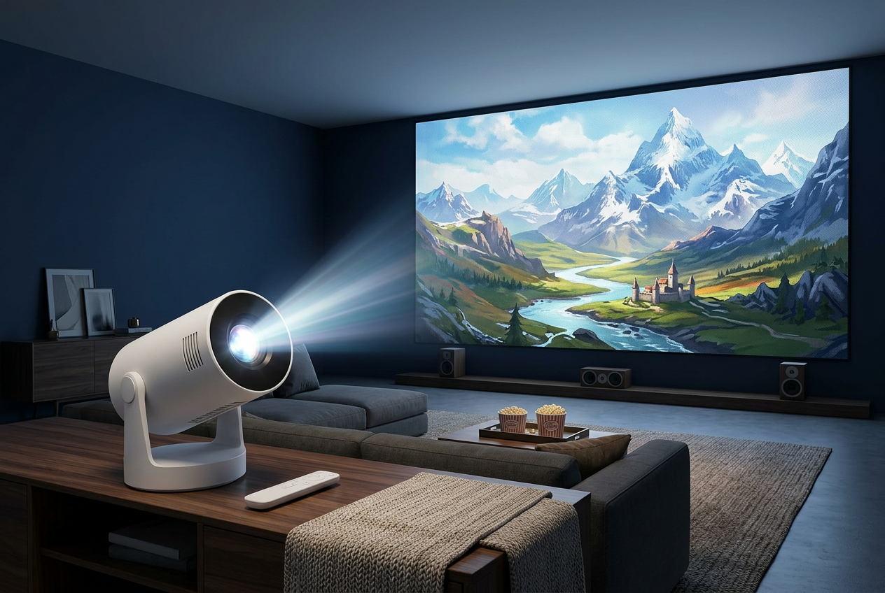 Portable Mini Smart Projector in use