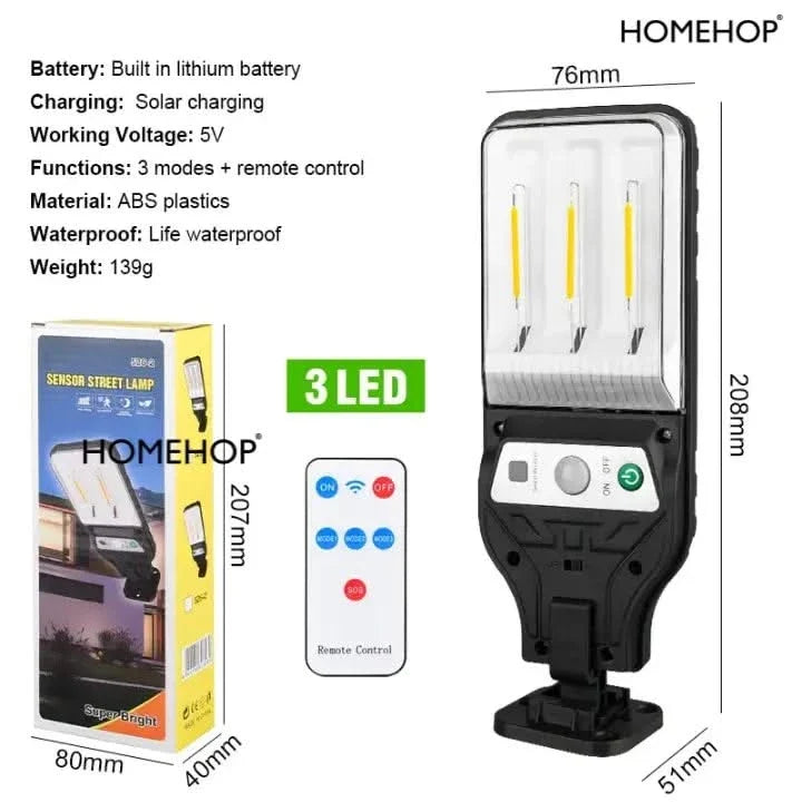 Solar Street Light 3LED Waterproof Mini Security Lamp for Home, Garden and Outdoor Use (Warm,Renewed)