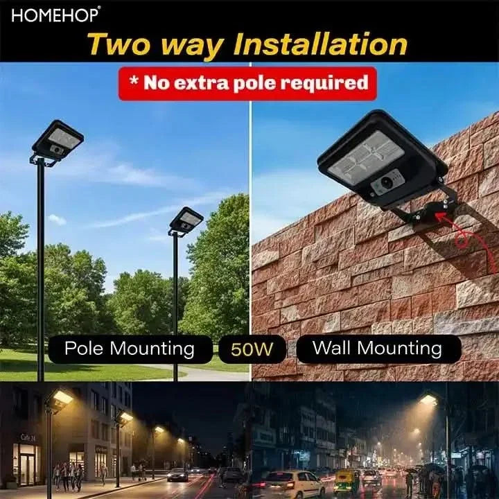 Solar Street LIght 50W Waterproof Motion Sensor Automatic for Home, Garden and Outdoor (Warm)