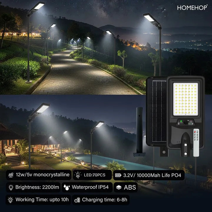 Solar Street Light Outdoor Waterproof 150W  Wireless Motion Sensor LED Lamp for Home Garden(Cool White)
