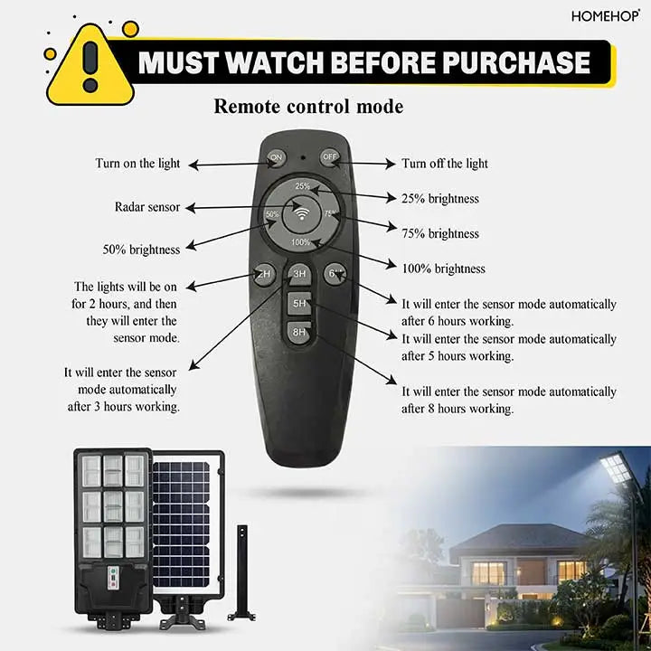 All in One Solar Street Lights Outdoor Waterproof 220W  Wireless Exterior Motion Sensor LED Lamp For Home Garden(Cool White)