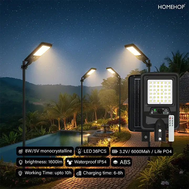 Solar Street Light Outdoor Waterproof 100 Watt Wireless Motion Sensor for Home and Garden.