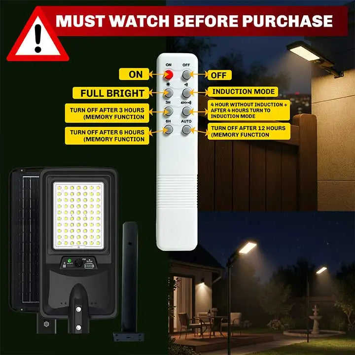 Solar Pole Light 150 W LED Street Light Waterproof Motion Sensor For Home, Garden, Pathway (Warm)