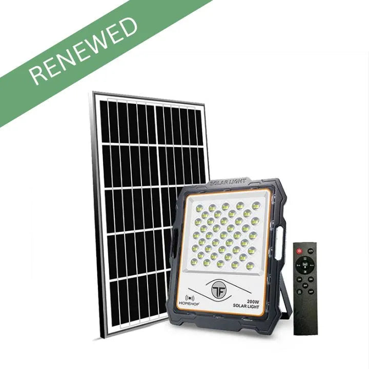 Solar led flood lights 200w solar exterior lamps with motion sensor light for home, garden and outdoor(RENEWED)