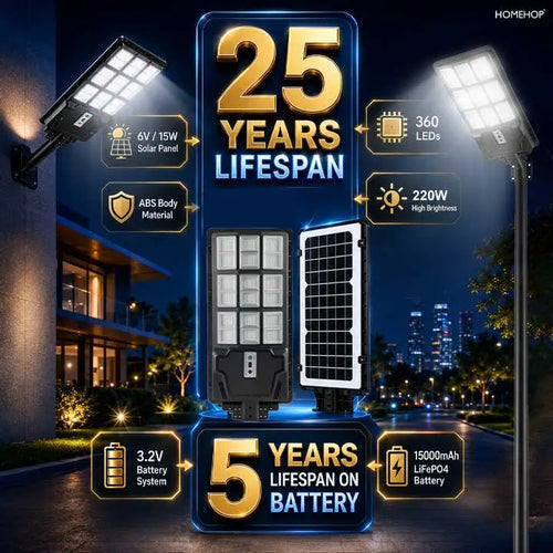 All in One Solar Street Lights Outdoor Waterproof 220W  Wireless Exterior Motion Sensor LED Lamp For Home Garden(Cool White)
