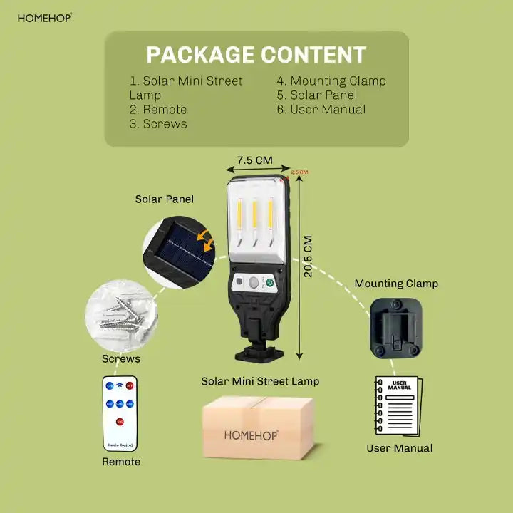 Solar Street Lamp LED Waterproof Mini Security Light for Home, Garden and Outdoor Use (Warm)