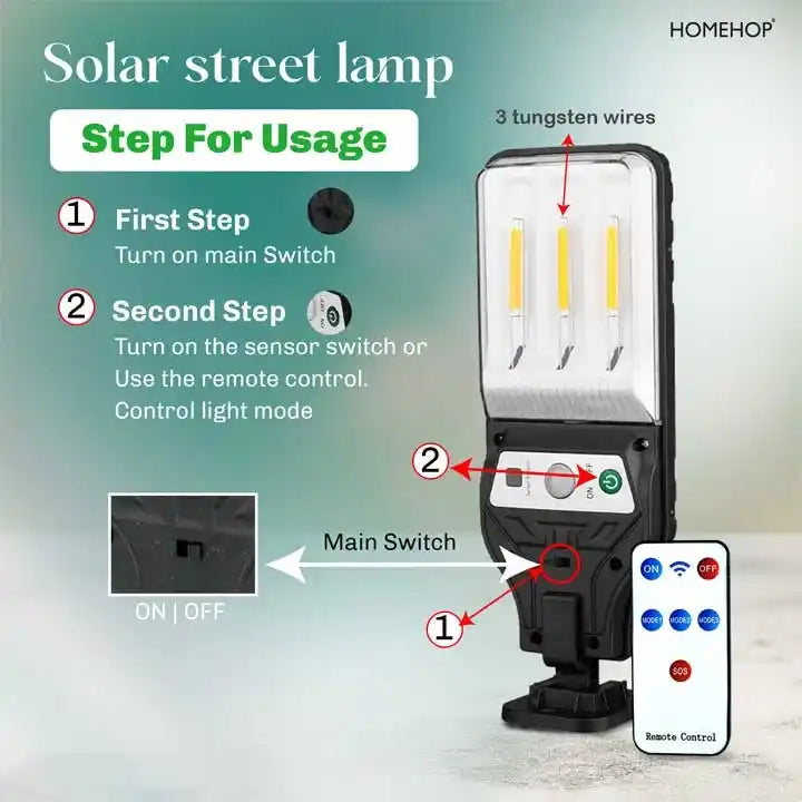 Solar Street Lamp LED Waterproof Mini Security Light for Home, Garden and Outdoor Use (Warm)