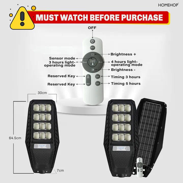 Solar LED Street Light Waterproof Highway Lights for Outdoor, Home & Garden with Remote Control, 200W