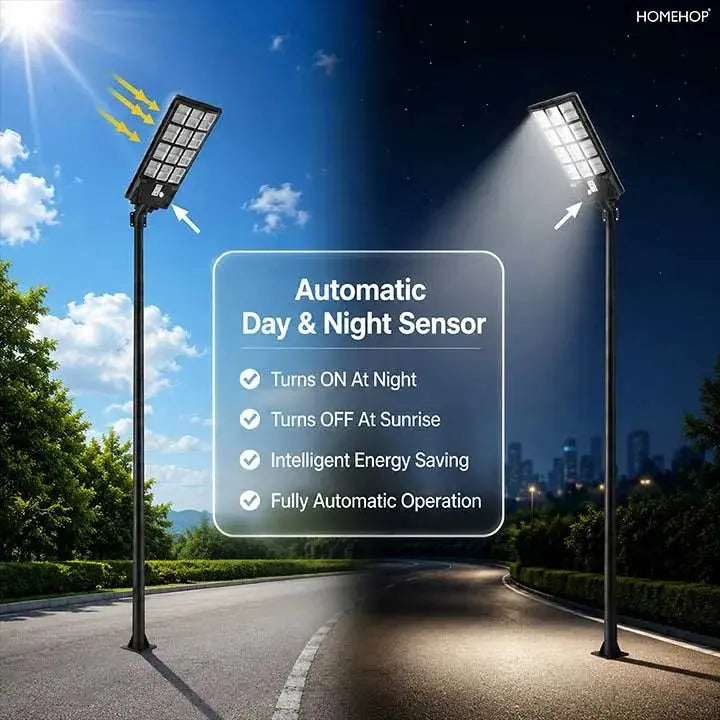 Solar Street Light 320W Waterproof Outdoor Motion Sensor LED Security Light for Home, Garden & Yard (Cool White).