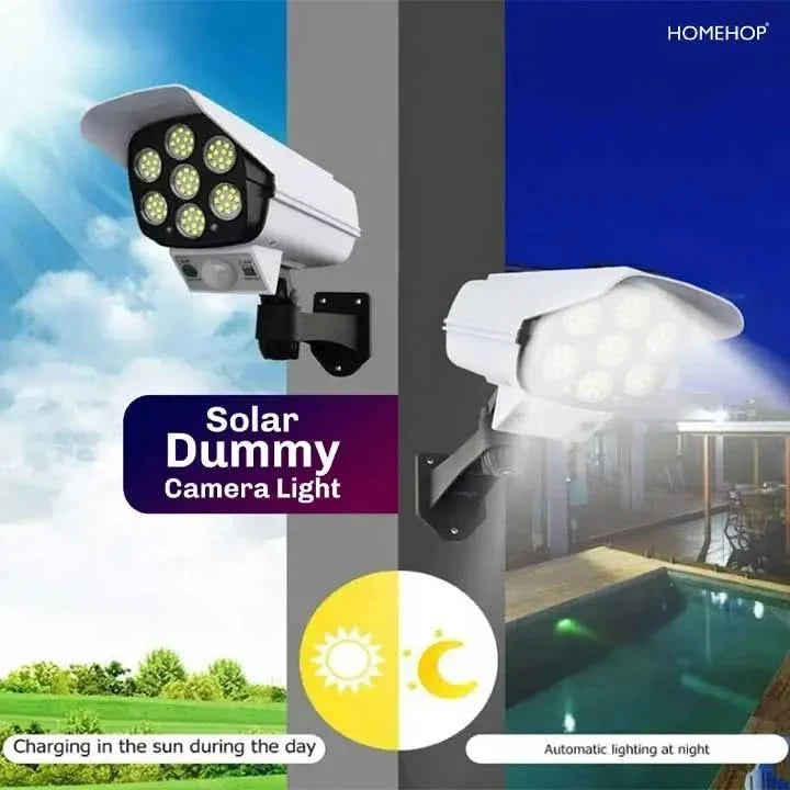 Solar Dummy Camera Shaped Outdoor Wall Lights With Motion Sensor & Remote Control For Home, Garden (Waterproof, Cool White)