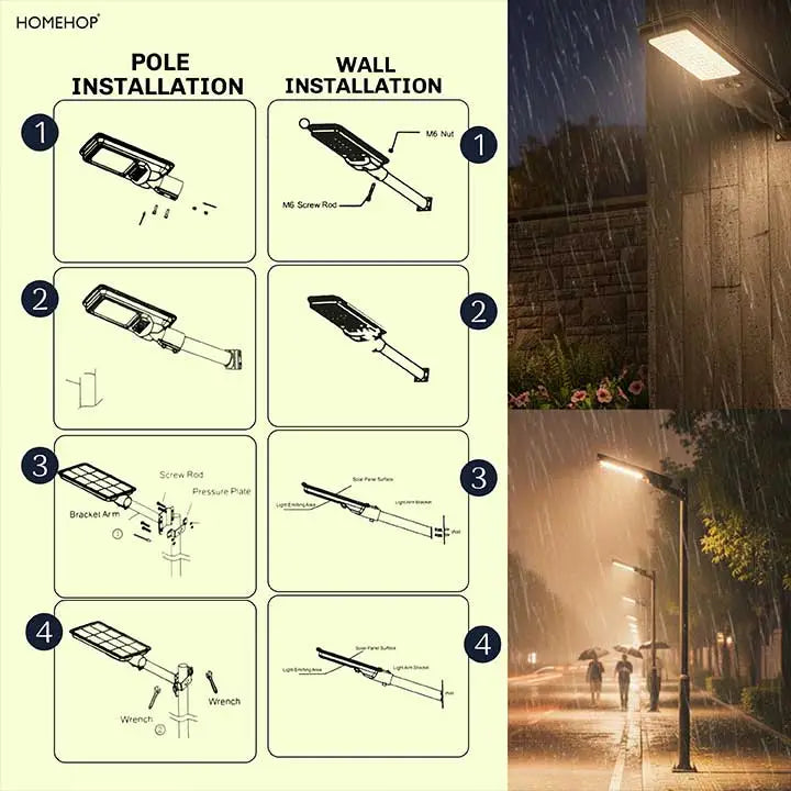 Solar Pole Light 150 W LED Street Light Waterproof Motion Sensor For Home, Garden, Pathway (Warm)