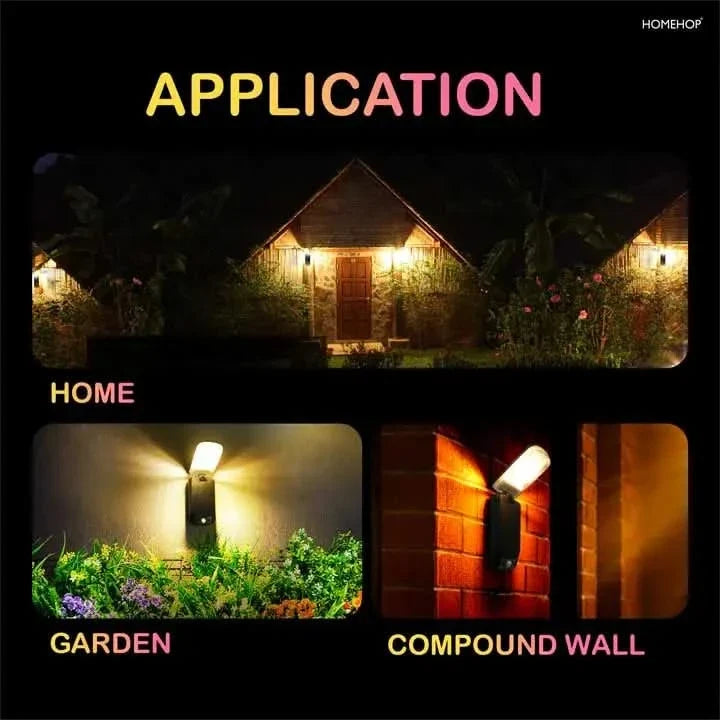 Solar Motion Sensor Wall Lamp Outdoor Waterproof Light for Garden and Home (Renewed)