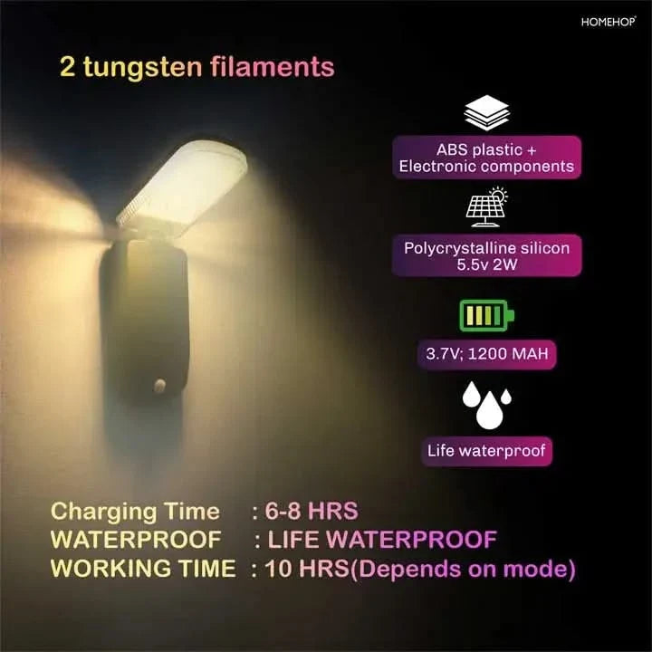 Solar Motion Sensor Wall Lamp Outdoor Waterproof Light for Garden and Home (Renewed)