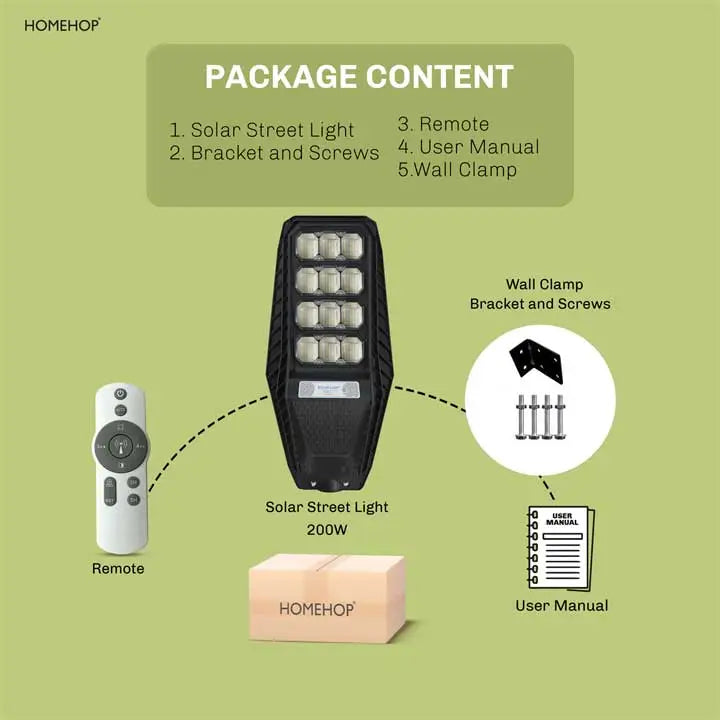 Solar LED Street Light Waterproof Highway Lights for Outdoor, Home & Garden with Remote Control, 200W