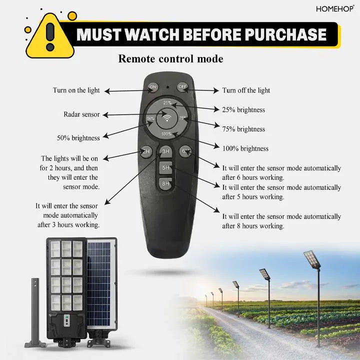 Solar Street Light 320W Waterproof Outdoor Motion Sensor LED Security Light for Home, Garden & Yard (Cool White).