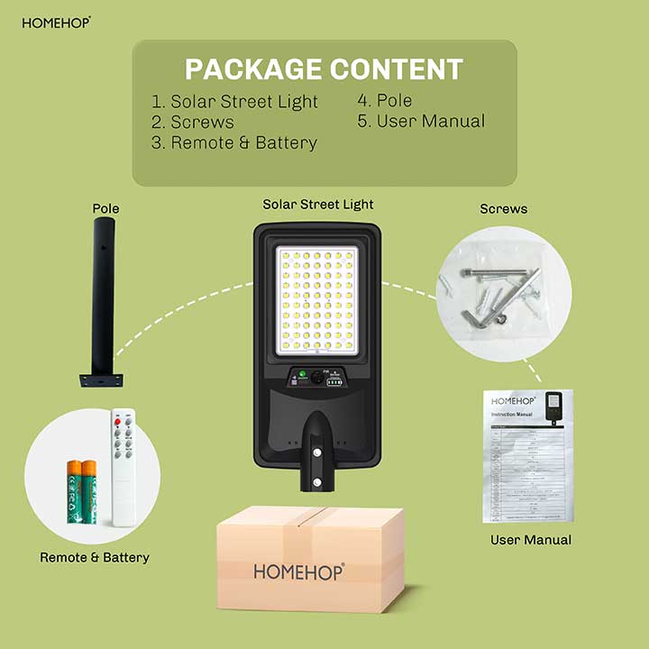Solar Pole Light 150 W LED Street Light Waterproof Motion Sensor For Home, Garden, Pathway (Warm)