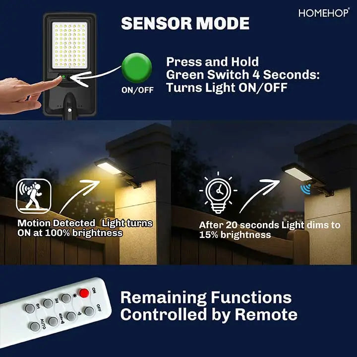 Solar Pole Light 150 W LED Street Light Waterproof Motion Sensor For Home, Garden, Pathway (Warm)
