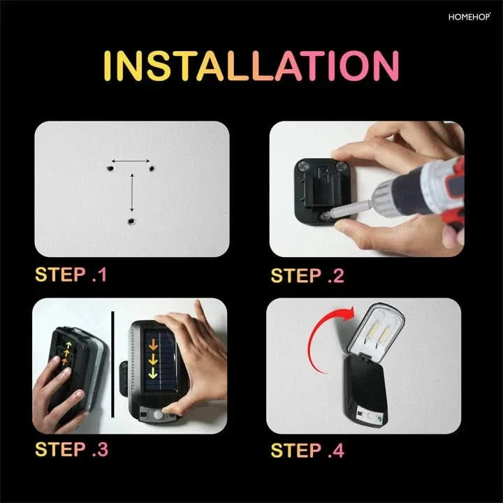 Solar Wall Light Outdoor Waterproof Automatic Motion Sensor Lamp For Home, Garden, Pathway and Patio