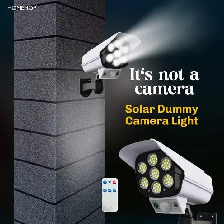Solar Dummy Camera Shaped Outdoor Wall Lights With Motion Sensor & Remote Control For Home, Garden (Waterproof, Cool White)