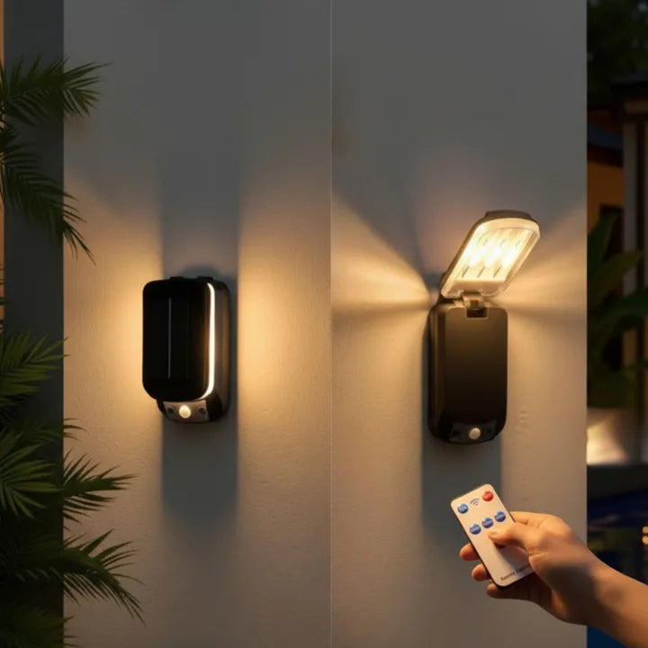 Solar Motion Sensor Wall Lamp Outdoor Waterproof Light for Garden and Home (Renewed)