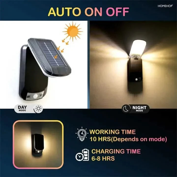 Solar Motion Sensor Wall Lamp Outdoor Waterproof Light for Garden and Home (Renewed)